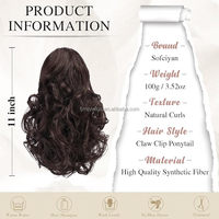 Extensions de Cheveux en Queue de Cheval à Pince Crabe Ondulées Bouclées, Postiche Synthétique Volumineuse pour Femme, Usage Quotidien