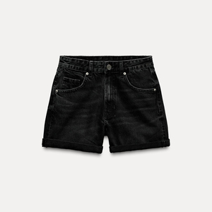 Pantalones cortos de mezclilla de cintura alta personalizados para mujer, moda de verano transpirable con logotipo, tejido Oxford, estilo informal, hecho en EE. UU./Bangladesh - Product Image 4