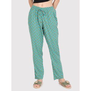 Pantalones de descanso Evolve para mujer, de algodón, estampados, relajados, con bolsillos, color verde azulado - Product Image 4