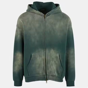 Pull-over à capuche zippé pour hommes, sweat à capuche avec fermeture éclair, coupe carrée, mode streetwear - Product Image 3