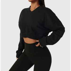 Wholesale Custom Women's Cropped Hoodie with Printed Logo OEM Supplier Winter Top with Front <b>Badge</b> Decoration - Product Image 1