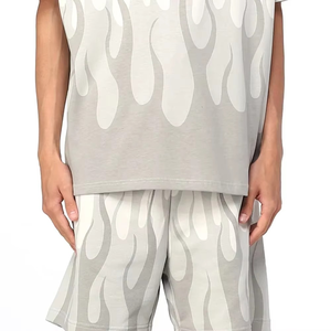 Nuevo diseño de pantalones cortos para hombre, conjunto de ropa informal para hombre, pantalones cortos, ropa de verano, algodón, transpirable, cómodo, cuello redondo, conjunto doble para hombre - Product Image 4