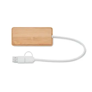 HUBBAM Bamboo 3-<b>Port</b> USB <b>Hub</b> Eco-Friendly Promotional Gadgets - Product Image 5