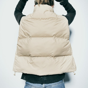 Venta al por mayor de chaleco personalizado OEM sin mangas con cremallera de algodón para las mujeres Puffer chaleco chaqueta para la venta - Product Image 6