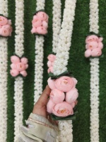 Rangkaian Bunga Buatan Mogra Ranunculus untuk Latar Panggung, Garland Melati, Dekorasi Pernikahan India, Dekorasi Haldi Mehndi Sangeet