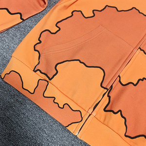 Venta al por mayor Sudadera con capucha Fabricante Streetwear All Over Print Color Block 100% Algodón Cremallera Unisex Oversize Zip up Hoodies Hombres - Product Image 3