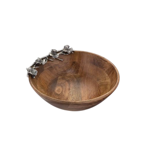 Bol à salade en bois écologique de haute qualité Accents floraux Design classique Bol en bois décoratif pour la maison en gros - Product Image 1