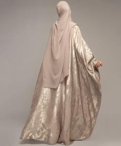 Abaya de Satén de Lujo Personalizada al por Mayor, Antiarrugas, Hecha a Mano, Estilo Dubái, Manga Larga, Elegante, Ropa Musulmana de Alta Calidad para Mujer - Product Image 2