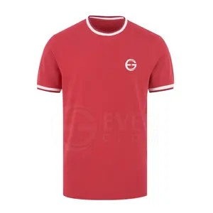 定制标志红色男士夏季空白t恤100% 有机棉平纹t恤由永辉制造