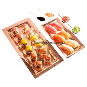 Ensemble de plateaux de service rectangulaires en cuivre martelé texture élégante le plus populaire pour l'hébergement de vanité décorative au prix de gros - Product Image 6