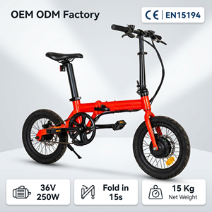 <span class=keywords><strong>Bicicletas</strong></span> Eléctricas Hottech para Adultos, 16 Pulgadas, Rojas, Plegables, Bicicleta Eléctrica Plegable de 250w 36v, <span class=keywords><strong>Bicicletas</strong></span> Eléctricas Portátiles - Product Image 1