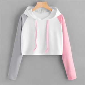 Ropa de Fitness para mujer 100% algodón polar de alta calidad sudaderas con capucha de gran tamaño con cordón recortado sudaderas con capucha de gimnasio al por mayor - Product Image 2
