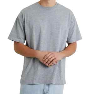 T-shirt oversize pour homme en coton 100% avec logo personnalisé, tissu tricoté lourd de qualité supérieure, vêtement décontracté, col montant, stock pour homme - Product Image 1