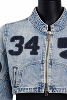 Veste en jean courte pour femme, nouvelle collection printemps-été-automne 2025, fermeture éclair, patchwork