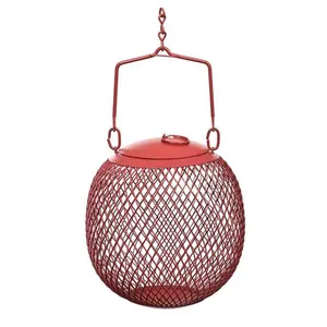 Hot Selling Iron Round Bird Feeder House in Red Colour usage for Garden Outdoor Handcrafted Customized Products Quality of Metal