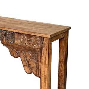 Handmade Carved <b>Console</b> <b>Table</b> Luxury & <b>Rustic</b> Living Room Furniture Solid Wood & Marble for Home Entry Villa & Bedroom - Product Image 5