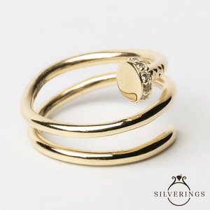 Bague en argent sterling 925 avec zircon doré Nailed It 2.0 - Option de cadeau idéale - Product Image 3