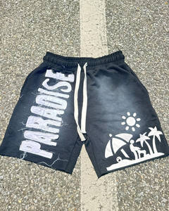 Short en coton vintage Streetwear pour hommes nouvelle mode imprimé personnalisé motif solide sérigraphie maille court appareil Patch - Product Image 1