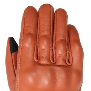 Gants de moto en cuir à manchette courte, durables et protecteurs, marron, avec fonction tactile - Product Image 4