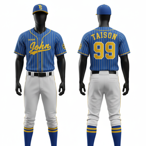 Ensemble de pantalon et maillot de baseball en polyester 160 GSM de qualité supérieure, couleur crème avec passepoil vert, boutons, broderie personnalisée en twill. - Product Image 2