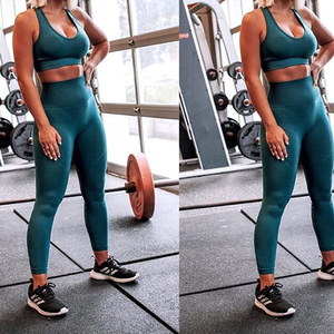 Séchage rapide taille haute femmes vêtements actifs ensemble bout à bout Leggings Spandex vêtements de sport soutiens-gorge sport et Fitness ensembles sans couture vêtements de Yoga - Product Image 5