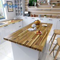Plan de travail en bois d'acacia SSR VINA - Plan de travail en bois d'acacia avec joint en doigtier - Bord collé - Plan de travail en bois d'acacia