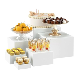 ชุดตั้งโชว์อะคริลิคสีดำและขาวเป็นมิตรต่อสิ่งแวดล้อมทันสมัยชั้นวางโชว์อาหารขายปลีกสำหรับเค้กแต่งงานน้ำหอมของหวาน - Product Image 3