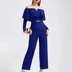 Jumpsuit Wanita, Jumpsuit Wanita Padat Bahu Terbuka Berkabel V Terbaru/Jumpsuit Bersabuk Desain Baru 2022