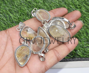 จี้เงินสเตอร์ลิง925ชาติพันธุ์ทำด้วยมือพลอยทับทิมสีทองธรรมชาติสำหรับงานแต่งงานงานครบรอบขายส่งจำนวนมาก - Product Image 4