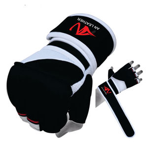 MMA Grappling Training Sparring Mitts Gants en cuir Demi-doigts Unisex Fitness Body Building - Product Image 1