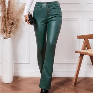 2025 Best Bulk Quantity <b>Ladies</b> Casual Wear Leather Overalls Sale Wholesale High Quality Trendy Style Waterproof Women's <b>Pant</b> - Product Image 3