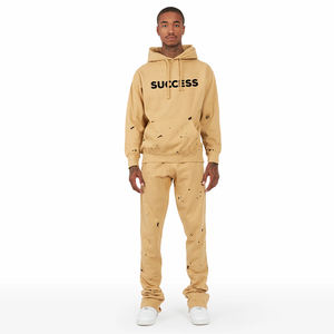 Survêtement d'hiver pour homme en molleton de coton avec sweat-shirt et pantalon ample, séchage rapide, respirant, logo imprimé sur écran personnalisé, design 2 en 1 - Product Image 1