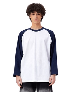 Raglan เสื้อยืดผู้ชายทูโทนผ้าฝ้ายไฮสตรีทแขนยาวแห้งเร็วพิมพ์ลาย - Product Image 2