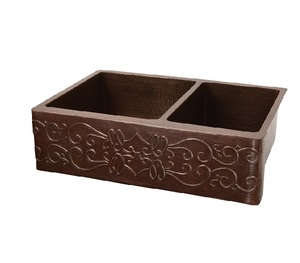Fregadero lavado de cobre de superficie pulida para el hogar de diseño moderno elegante con colador Uso en la cocina del exportador indio - Product Image 1