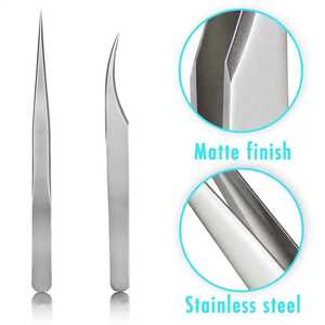 Pince à épiler Vetus en acier inoxydable argenté, extensions de cils, outil de précision professionnel, poignée confortable, emballage personnalisable - Product Image 2