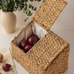 ตะกร้าอเนกประสงค์2ช่องเป็นมิตรกับสิ่งแวดล้อมพร้อมฝาปิดสำหรับการจัดระเบียบบ้านและห้องครัวจากเวียดนาม - Product Image 5