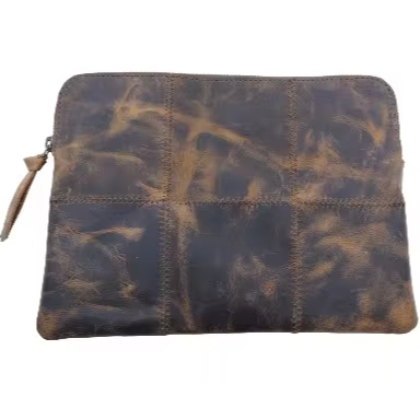 Premium Personalized Business Stylish Genuine Leather Sling Durable Tablet Laptop Case Pouch Cover Handle Closure Tech Pack