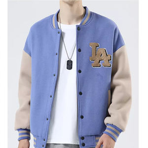 เสื้อแจ็กเก็ตทีมตัวแทนสำหรับผู้ชายเสื้อแจ็กเก็ตแนวสตรีทแฟชั่นแผงสีแบบกำหนดเองมีซิปกระดุมติดโลโก้ตามสั่ง - Product Image 4