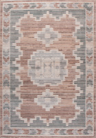Loraven Moderner Kreuzwebmaschinen-Teppich mit Vintage-Geometriemuster, Niedrigflorig, Umweltfreundlich, Haustierfreundlich, Polyester/PP