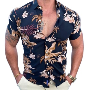 Summer New <b>Men</b> Vintage <b>Striped</b> Print 100% Cotton Anti-Pilling Casual Luxury Short <b>Sleeve</b> Hawaii <b>Shirts</b> - Product Image 1