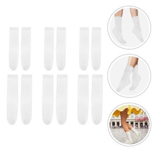 5/10/20 paires neutre couleur unie col rond chaussettes printemps été absorbant la sueur respirant doux confortable Couple chaussettes de sport - Product Image 1