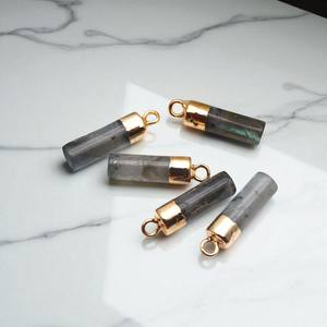 Pendentif pointe en cristal plaqué or en forme de crayon de pierre précieuse Labradorite naturelle pour la fabrication de bijoux à bricoler soi-même - Product Image 1
