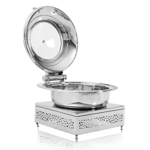 Plato de frotamiento de acero inoxidable para suministros de boda, platos de frotamiento de lujo, calentador de alimentos usado, estufas de Buffet, platos de diseño Popular - Product Image 4