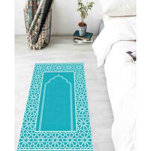 Alfombra de Oración Islámica Azul: Decoración Musulmana para el Hogar Impresa en 3D, Alfombra Delgada No Tejida - Product Image 5