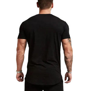Vente en gros Nouveau design personnalisé 95% coton 5% élasthanne T-shirt pour hommes T-shirt à encolure dégagée pour hommes T-shirt ajusté de gymnastique - Product Image 2