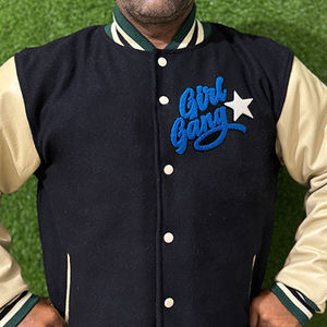 Veste bomber de style baseball tendance et à la mode pour hommes, imperméable, respirante, fermeture à boutons en corne, décontractée, devant - Product Image 3