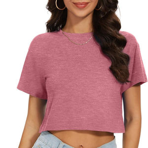 Tops cortos de mujer de alta calidad 100% ropa de calle de algodón más rápido transpirable Impresión logotipo personalizado cuello redondo servicio OEM - Product Image 3