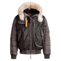 Bomber OEM Homme Personnalisé de Haute Qualité en Cuir Synthétique Imperméable Rembourré Duvet de Canard avec Capuche en Fausse Fourrure