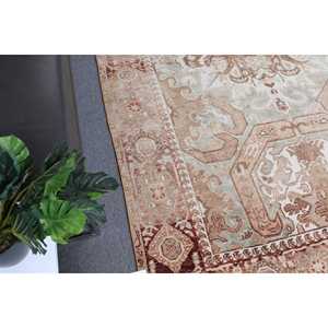 พรมวินเทจ 5.2x9.2 ฟุต สีน้ำตาลเบจ ลายปะติดปะต่อ ทำจากขนสัตว์ พรมตุรกี - Product Image 3