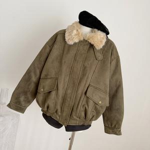 Chaqueta de Manga Larga Estilo Vintage Otoñal con Cuello de Piel de Zorro, Nueva Moda, Holgada, Informal, con Cierre de Cremallera, Mezclilla y Spandex 100% - Product Image 2